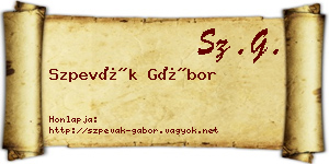 Szpevák Gábor névjegykártya